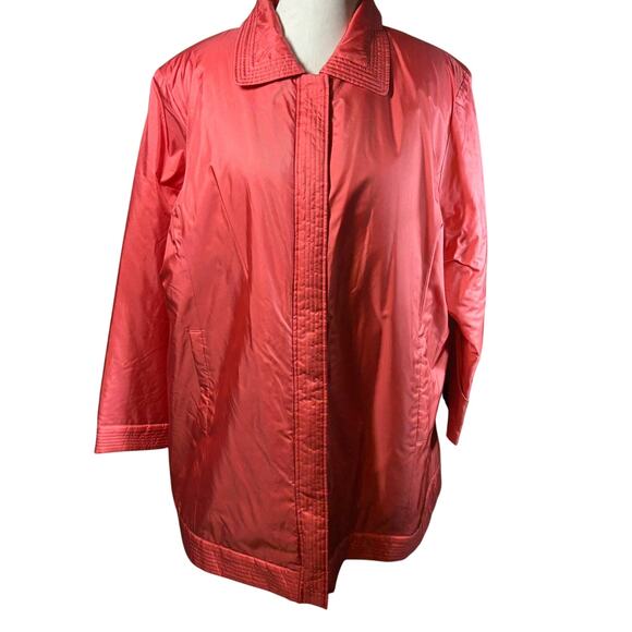 NWT Dennis Basso 100% Silk Jacket Full Zip Salmon Pink Orange Womens 1X QVC - Picture 1 of 8